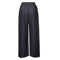 Airpow Ženske hlače Trendy Women Modni ljetni čvrsti povremeni džep elastični struk duge hlače Žene