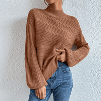 Džemper za ženske bluze u boji Labavi okrugli vrat pulover Prženo tijesto u zavrtnja zvuk s-3xl