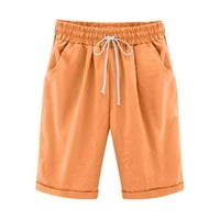 Ženske kratke hlače Lagane ljetne čvrste pet bodova Velike veličine pamučne pantalone narančasto-5xl