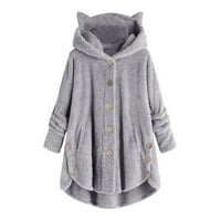 Zunfeo zimska jakna za žene - labavo moto sa kapuljačom FAU CUST Dupkom dolje Turtleneck Trendy Puni