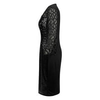 Clearsance Ljetne haljine za žene Čvrsta koljena duljina poklopca seksi scoop haljina od vrata crna 5xl