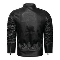 Simplmasygeni Clearence Muška jakna s dugim rukavima kaput Nova modna ležerna kožna jakna s patentnim