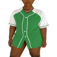 Dame majica bejzbol ljetni vrhovi V dres izreza Žene Team uniforme Pulover Atletska majica Zelena s
