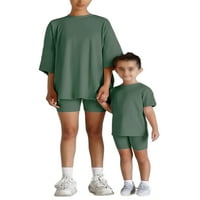 Grijanlook mama i mi dva outfit šarama od punog boja Postavljeni roditelj-dijete, mini hlače setovi