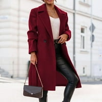 Ženski kaput bluza tanki kaputi Duga jakna dame tamna ovratnik rever otvorena prednja kaput sa džepovima