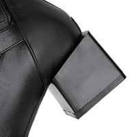 DMQupv ravne čizme za žene čipke usmjerene s pogodnim kvadratnim petom velike jesenske i zimske kratke