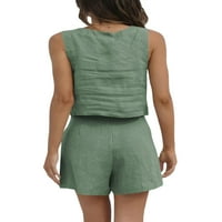 Biayxms Ženska ljetna odjeća postavlja prsluk bez rukava s povremenim kratkim hlačama sa džepovima