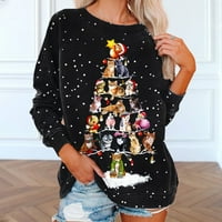 Jeseni džemperi za žene smiješna božićna dukserica Grafička posadna dukserica Snowflake Print Top košulja