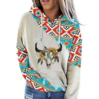 Košulje zapadnih azteka za žene Boja blok prugasta majica Etnic sa printom Dukseri za crtež za pulover