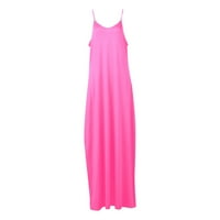 Bazyrey sunčane haljine za žene čvrste haljine žensko haljine haljine bez rukava ružičasta 4xl