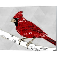 Sjajna umjetnost sada kardinal Pozdrav White by Longfellow Dizajn, platno Zidna umjetnost, 20W 16h
