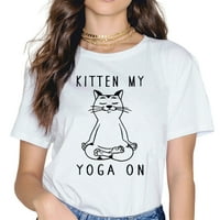 Mačiće moja joga na ženskoj majici okrugli vrhovi vrata kratki rukav casual tee