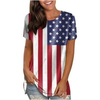 Dnevna košulja Američka zastava Ispiši posadu vrat kratkih rukava Ležerne prilike na vrhu ljeta tunika