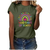 Odeerbi Funny grafičke majice za žene Radni vrhovi Djevojke kratkih rukava bluza Olive Green