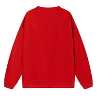 Hanas vrhovi ženski casual labavo labavi okrugli vrat Džemper s dugim rukavima crveni xl