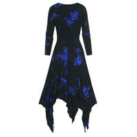 Haljina s dugim rukavima za žene - haljina plus veličina tie-dye tiskana dugih rukava, handkerchi gothic