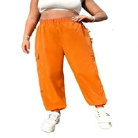Ležerne prilike čvrste teretne hlače narančaste plus veličine pantalone