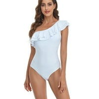 Skromni kupaći kostimi za žene Jedne komade Beachwear Bikinis Ležerne priliketi Print White XL
