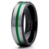 Green Tungsten prsten muškarci i žene srebrni tungsten prsten za prsten za angažman prsten srebrni volfram