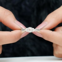 Cvjetni morganitni prsten sa moissine za žene, 14k bijelo zlato, US 9.00