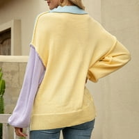 KPOPLK Ženski pleteni džemper prevelizirao je mekani casual labav pad pletene majice tunike džemper