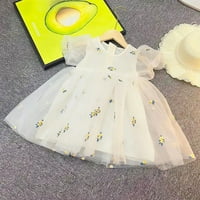 LoveBay Baby Girls Ljeto Puff rukava čipka Tulle izvezena princeza haljina, limun žuta, 1-6y