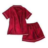 GyritedReam 4-14Y dječji dječački djevojka svilena satena pidžama, kratki rukav + kratke hlače za spavanje