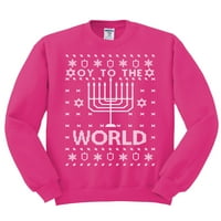Divlji Bobby, Oy World Funny Jevrejski Xmas Menorah ružni božićni džemper Unise Crewneck Grafički duks,