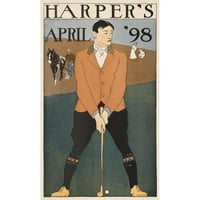 Edward Penfield crni ukrašeni uokvireni dvostruki matted muzej umjetnosti naslovljen: Harper-ov april