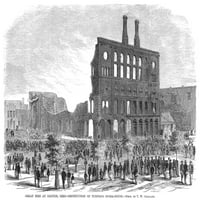Ohio: Dayton, vatra, 1869. Nthe ruševine Turner's Opera kuća nakon sjajne vatre u Daytonu, Ohio. Graviranje drveta, američki, 1869. Poster Print by