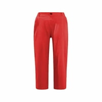 Ženske hlače sa širokim nogama visoke struke ravno hlače Ležerne hlače crvena veličina L l