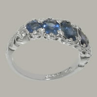 Britanci napravio je 14k bijelo zlato prirodno safir ženski prsten žena - Opcije veličine - veličine