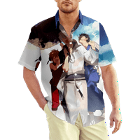 FNNYKO Hawaiian majica za muškarce dječake Gin Tama Anime casual kratki rukav novost na havajske majice