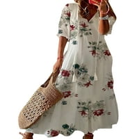 HAITE Wone V izrez Tassel dugačka haljina labava čipka Up Maxi haljine Travel Line Swing Ljeto Plaža