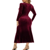 LUENCEO WOOGE ELEGANTNA formalna kugla haljina seksi V izrez Party haljine casual solid boja maxi haljina
