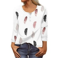 Košulje s dugim rukavima za žene plus veličine Crewneck gumb dolje majice Dressy Loase FIT TSHIrts Soft