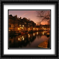 Kanal u ulici Prinsengracht, Amsterdam Matted Veliki crni ukrade uokvireni umjetničkim otiskom od gradskih