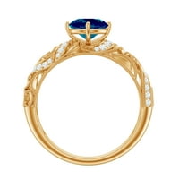 1. CT Vintage London Blue Topaz i dijamantski zaručnički prsten sa Milgrain detaljima, 14k žuto zlato,