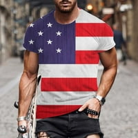 Muška dana neovisnosti Modni kratki rukav Okrugli vrat tiskani povremeni majica za majicu Blouze White B US: 6