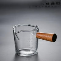 Clearsance Dvokrevetna mjerna alata Drvena ručka Tri vode za čaše mlijeka Pribor Prozirno staklo Mala