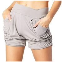 Modne ženske ležerne džepove visoke elastičnosti mekane udobne comfy active odjeće kratke hlače siva