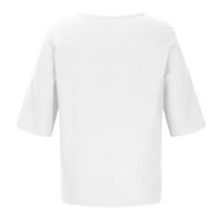 Puawkoer Ljetni ženski pola rukava V Vredni gumb Cvjetni fit tiskani TOP T majice Ležerne prilike za