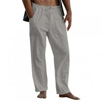 Hlače za muškarce prevladavaju nove posteljine hlače izvlačenje elastične čvrste boje labave ležerne
