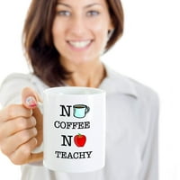 Bez kafe bez učitelja smiješne novine nazad u školsku humor 11oz Bijela keramička staklena čaša čaj