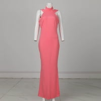 Ljetne haljine za žensku večernju haljinu bez rukava duga modna simna ručica ružičasta ružičasta S