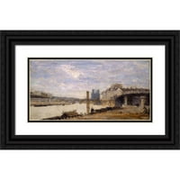 Charles-Emile Cuithin Crna Ornate Wood Framed Double Matted Museum Art Print pod nazivom - Pont de la
