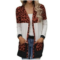 Kardigan za žene jesenski modni casual dugih rukava Leopard tiskani modni modni ušiveni džepnim kardiganom