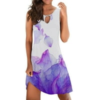 Ljetne haljine za žene Trendy Prikladni mini labavi bez rukava cvjetni print V izrez izrez izreza na