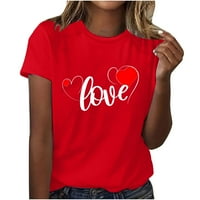 Žene Dnevne košulje za Valentine okrugli vrat kratki rukav casual love srčana grafička majica bluza