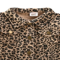 Musuos 2-6 godina jakna kaputa Leopard Ispis dugih rukava s dugim rukavima Okreni natužnu odjeću